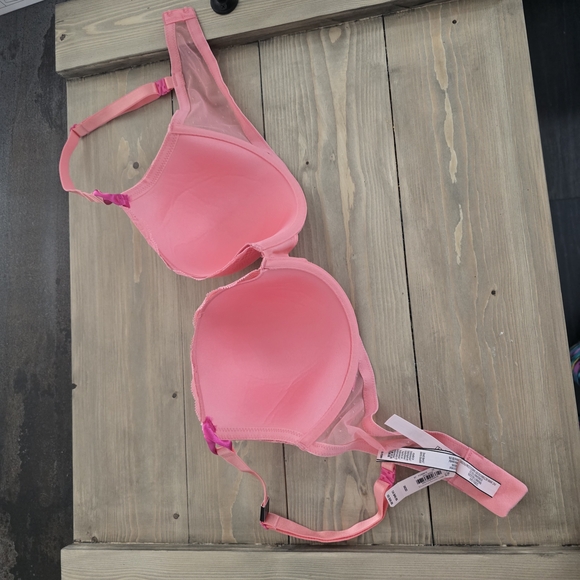 NWT Victoria's Secret PINK Body Lined Demi Bra coral pink size 36DD or 36E - Picture 9 of 11